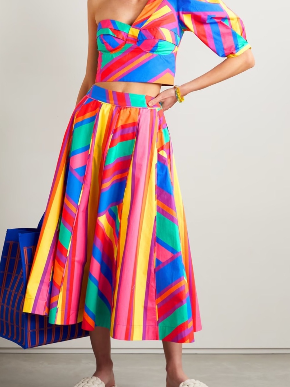 Farm Rio Bruna Stripes Midi Skirt